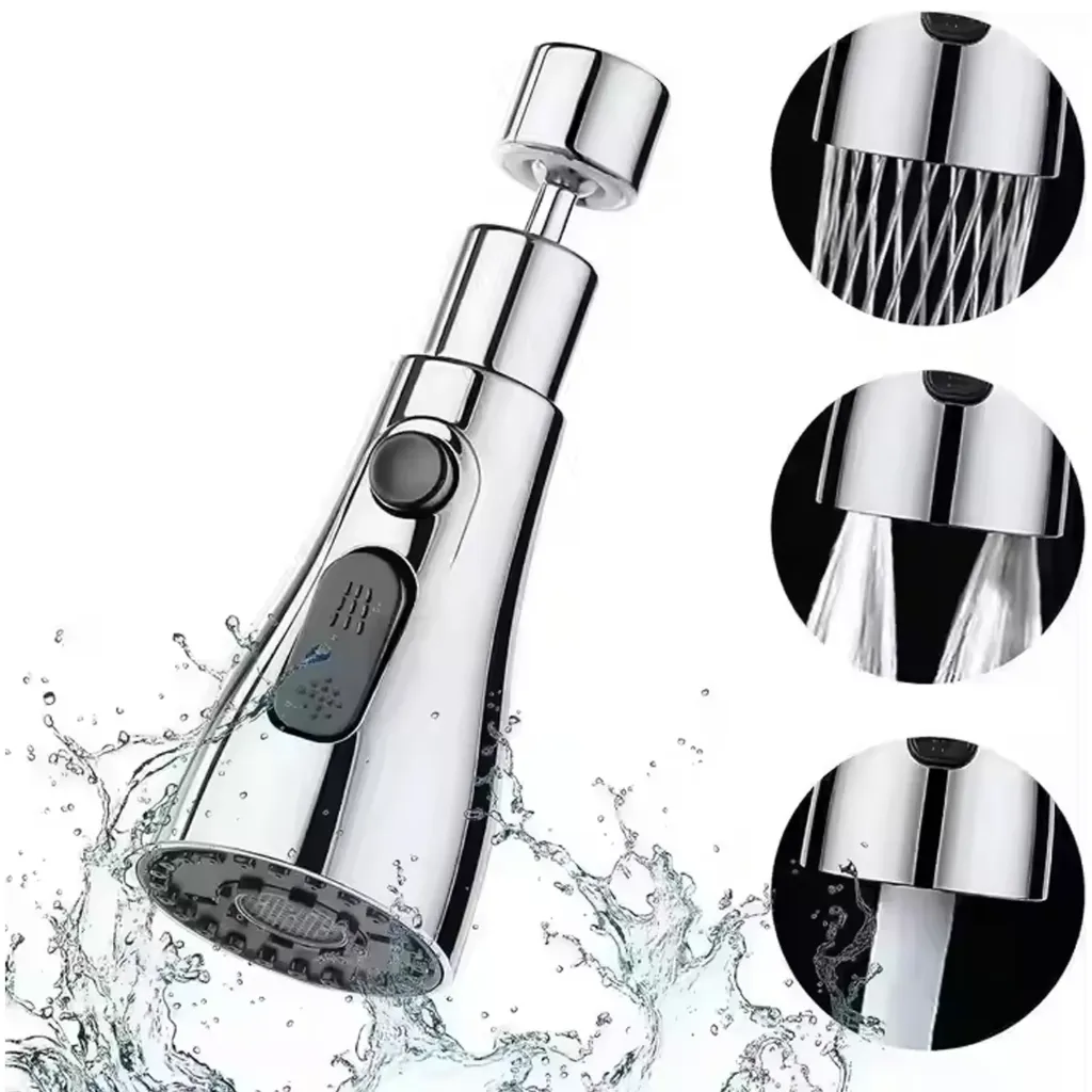 Kitchen Faucet 3-Function Pull Down Sink Sprayer Attachment with 720° Rotatable Anti-Splash Faucet Aerator